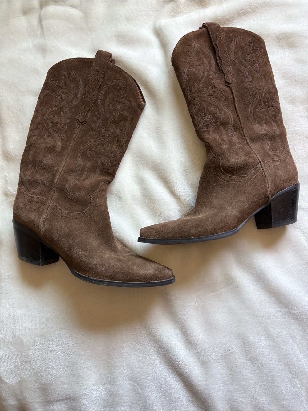 Women's Brown Suede Western Cowboy Boots Jeffry Cambel
